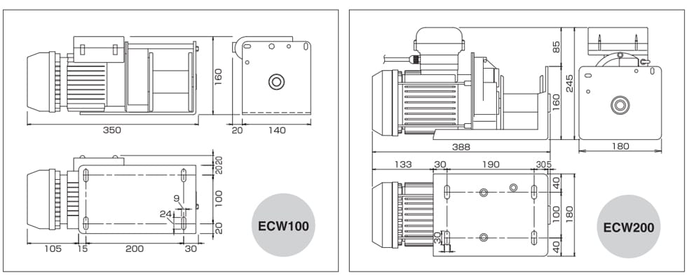 HHH ECW小型卷揚機(jī)尺寸