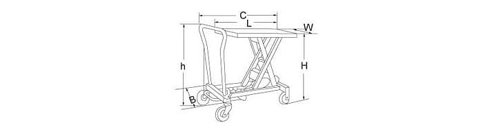 重型腳踏式升降平臺(tái)車(chē)尺寸圖