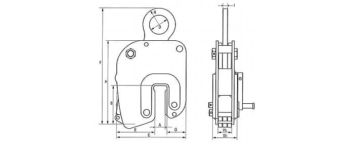EAGLE CLAMP NNEL豎吊無(wú)傷鋼板鉗尺寸圖